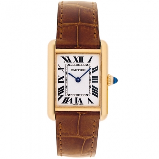 Cartier Tank Louis 18K yellow gold ladies watch replica W1529856 brown leather strap